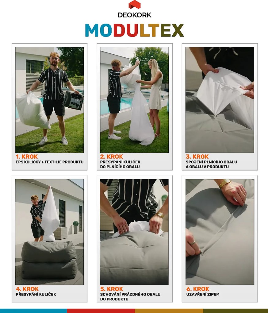 Textilná detská modulová 3-miestna lavica MODULTEX KIDS (červená) bez náplne