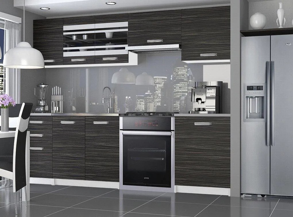 Kuchynská linka Belini 240 cm eben kráľovský s pracovnou doskou Marika TOR MARIKA/4/WT/HK/0/F