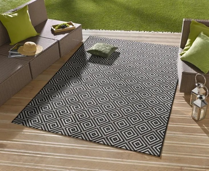 Hanse Home, Kusový koberec Meadow 102470 Black – na von aj na doma, 160x230, čiernobiela, chodba / predsieň