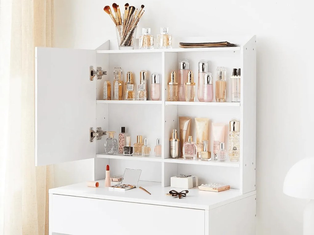 Toaletný stolík so zrkadlom LUNAVI 70x40 cm, biely