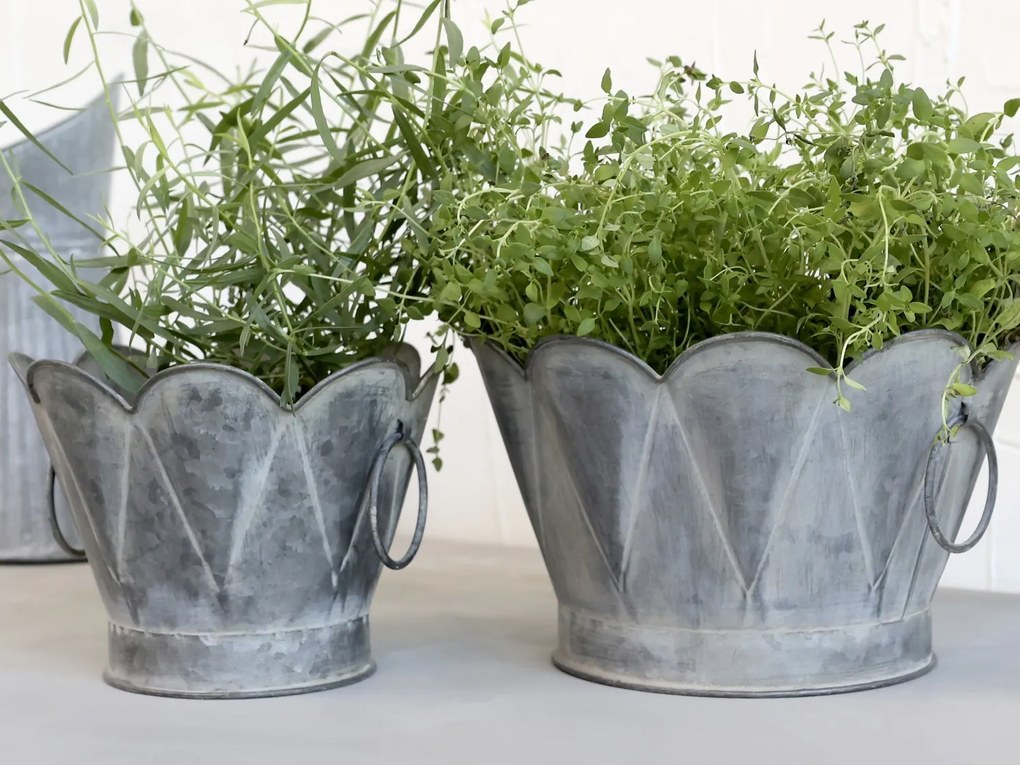 Dekoračný plechový antik kvetináč Arches - Ø 20*14cm