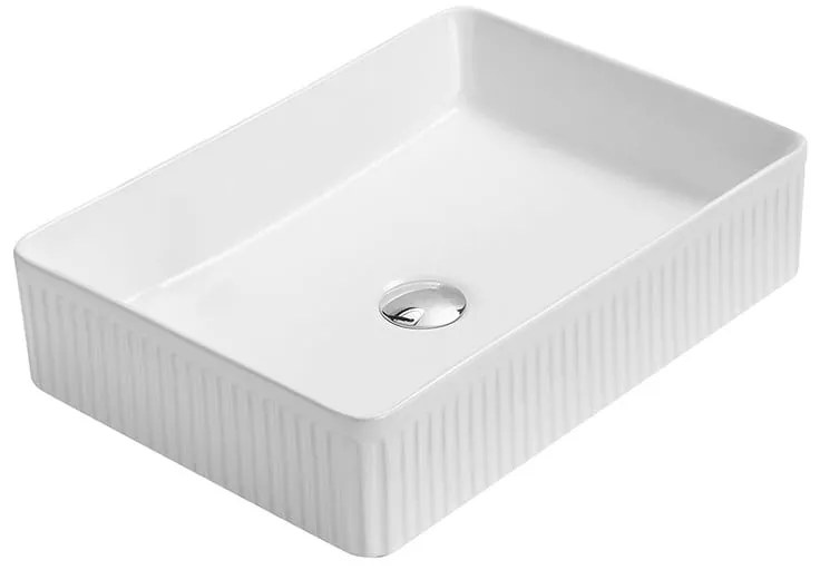 Mexen Grovo, ryhované umývadlo na dosku 50 × 34 cm, biela, 22305000