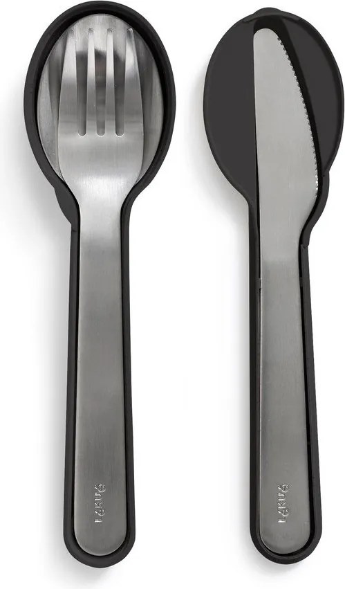 Čierne/v striebornej farbe antikoro cestovné príbory v súprave 3 ks To Go – Lékué