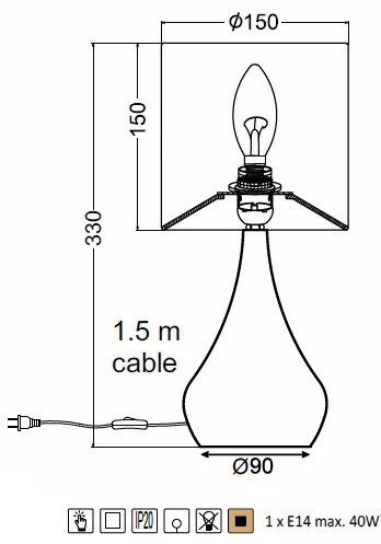 ACA DECOR Stolná lampa BELLATRIS, stmievateľná dotykom, ružová farba