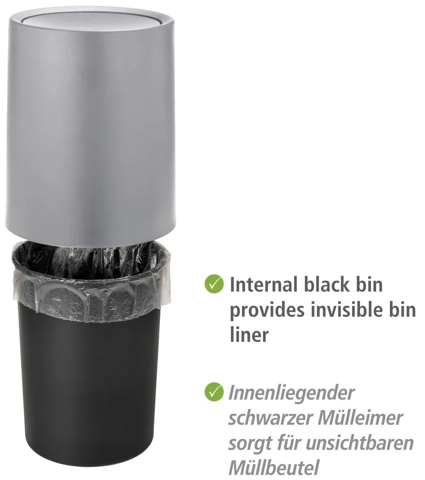 Sivý plastový odpadkový kôš 6 l Atri – Wenko