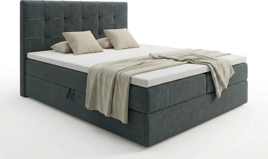 Čalúnená posteľ boxspring DIRELIS VIBE 160x200 cm tmavo sivá Matrac: Matrac Bonell pružinový