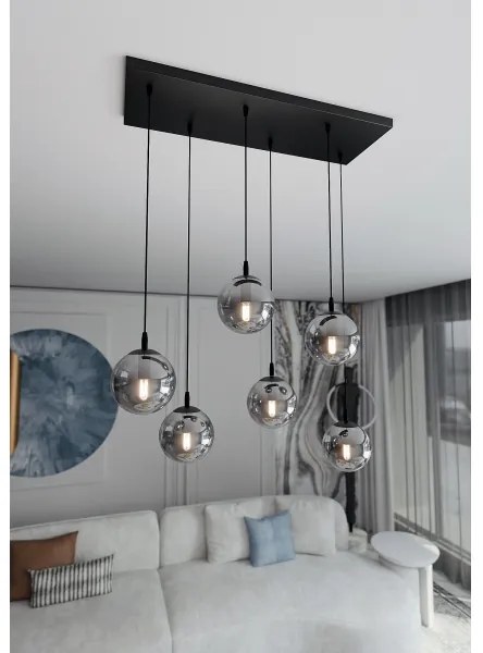 Luster na lanku COSMO 6xE14/10W/230V čierna/šedá