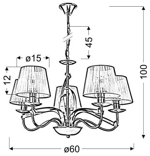 Luster na reťazi DIVA 5xE14/40W/230V