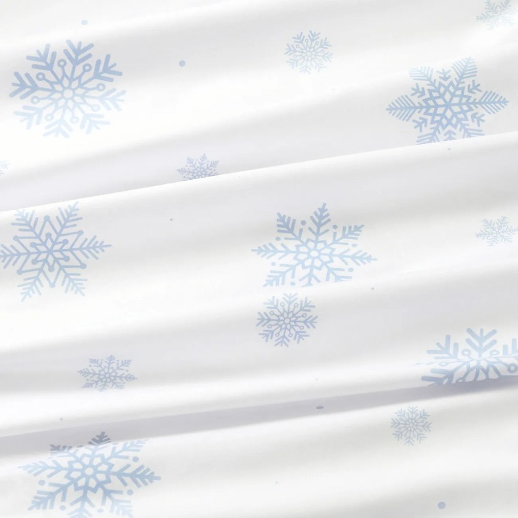 Goldea vianočné bavlnené obliečky do detské postieľky - modré vločky na bielej 90 x 130 a 40 x 60 cm
