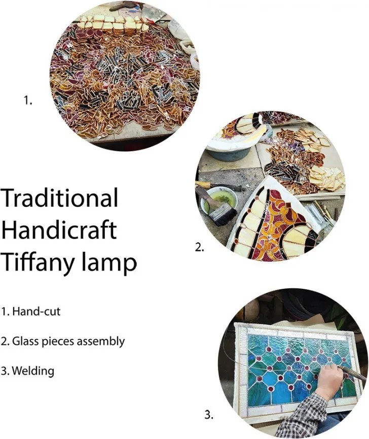 Modrá stolná lampa Tiffany Butterflies - Ø 40*60 cm E27/max 2x60W
