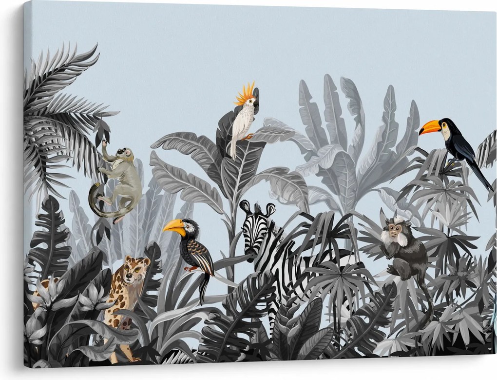 Obraz zvierat v tropickom lese (70x50 cm)