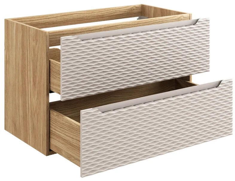 Závesná skrinka Oceán I so zápustným umývadlom 90 cm béžová/dub olejovaný