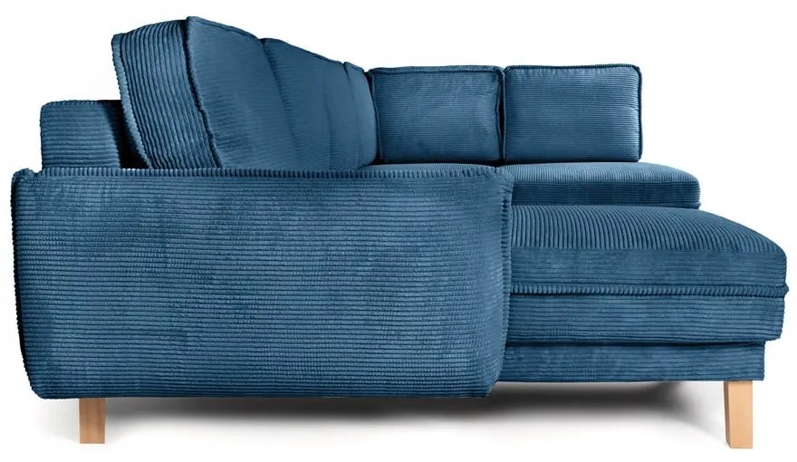 Modrá menčestrová rozkladacia rohová pohovka (pravý roh/do tvaru "U") Tori – Bonami Selection