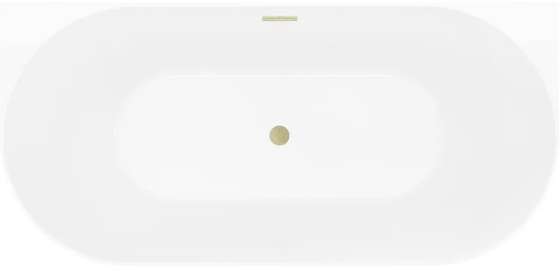 Mexen Oval Slim, voľne stojaca vaňa ku stene, 170 x 80 cm, biela-šedá, zlatý matný prepad, 52661708062-55