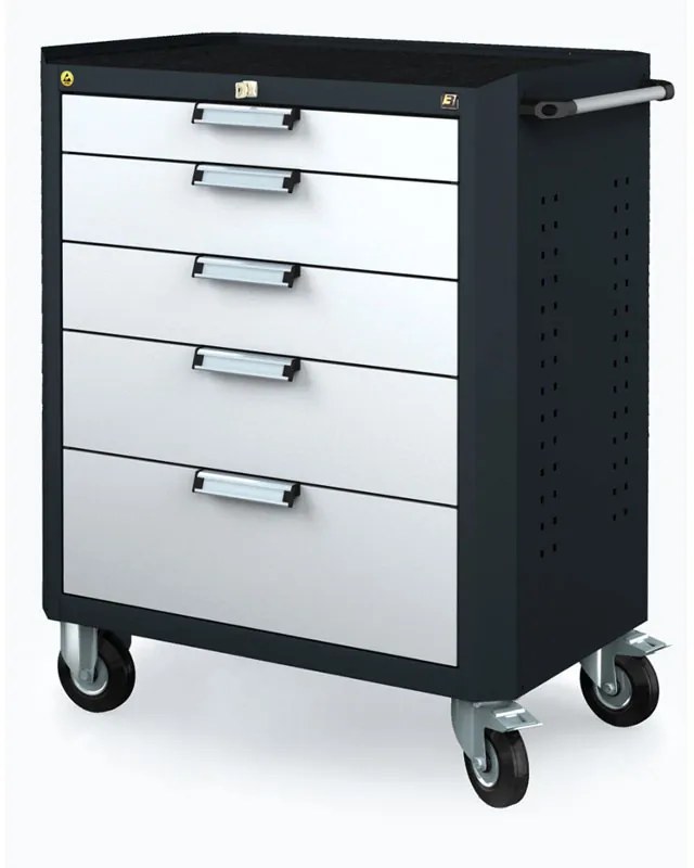Antistatický dielenský ESD vozík, 968 x 765 x 500 mm, 5 zásuviek
