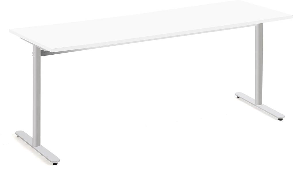 Stôl Tilo, 1800x800x720 mm, strieborná / biela