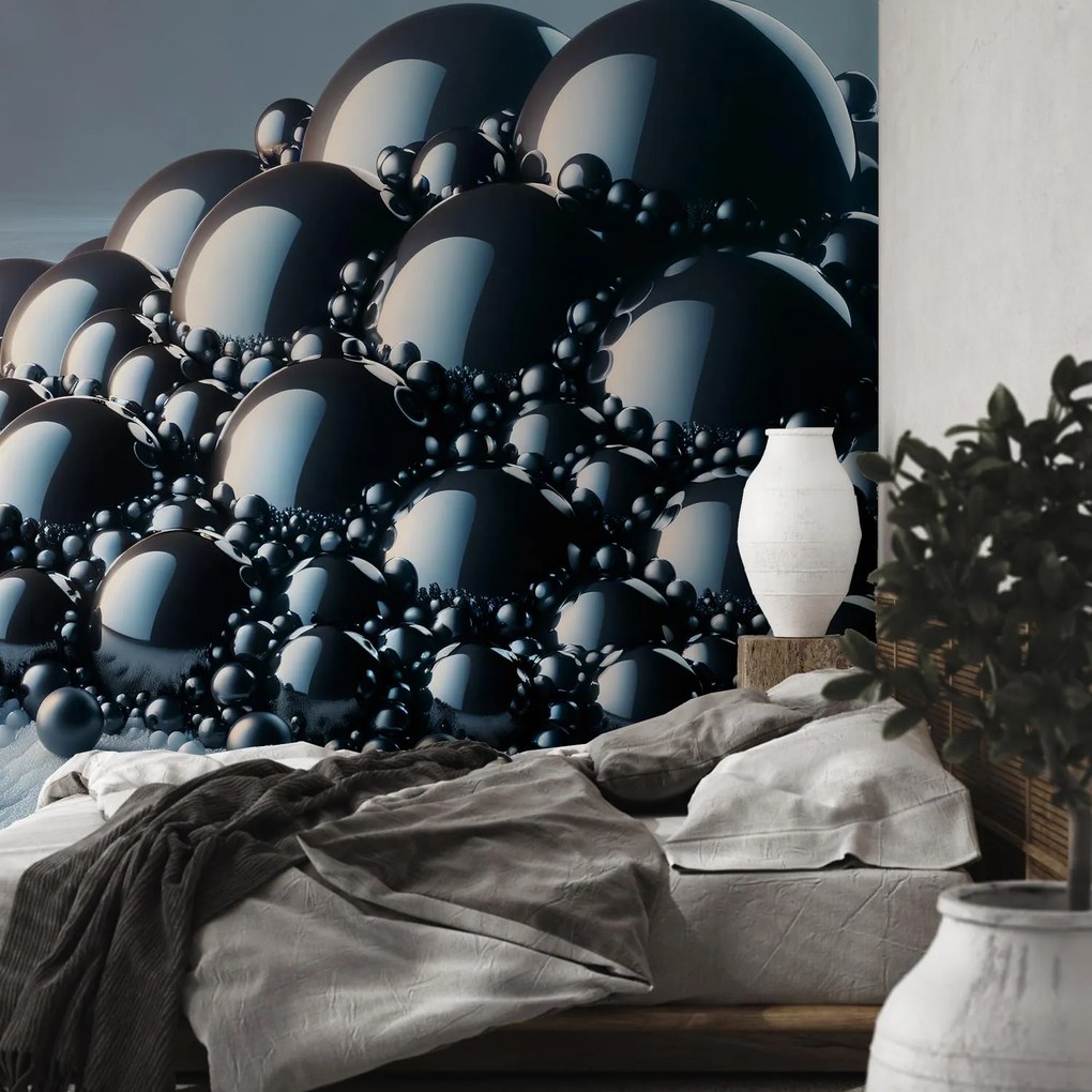 Fototapeta - Hromada čiernych guľ (147x102 cm)