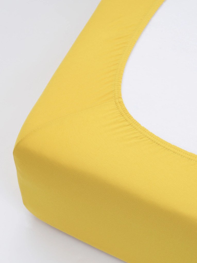 Jersey prostěradlo s elastanem 160 × 200 cm – hořčicové
