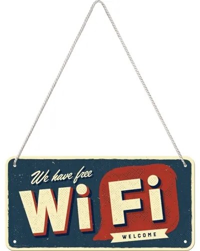 Plechová ceduľa Free Wi-Fi, (20 x 10 cm)