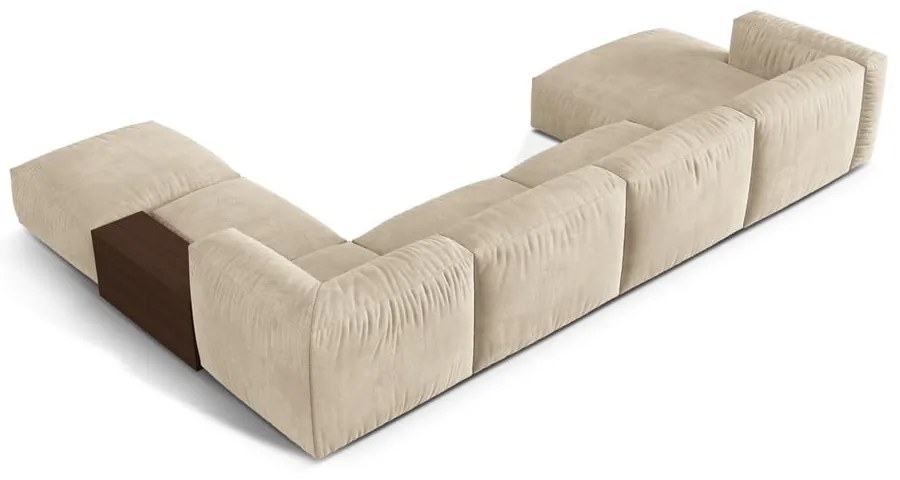 Béžová zamatová modulárna rohová pohovka (pravý roh/do tvaru "U") Martina – Micadoni