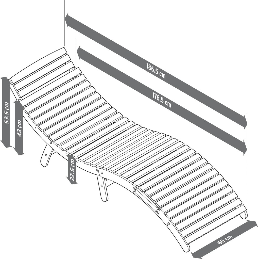 Skladacie záhradné ležadlo v tvare vlny