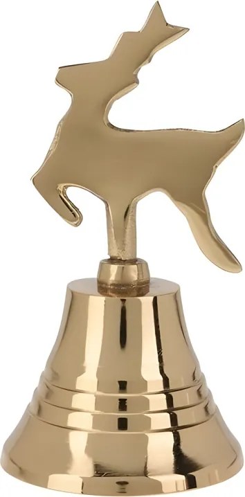 Vianočný zvonček zlatej farby s jeleňom 10 cm