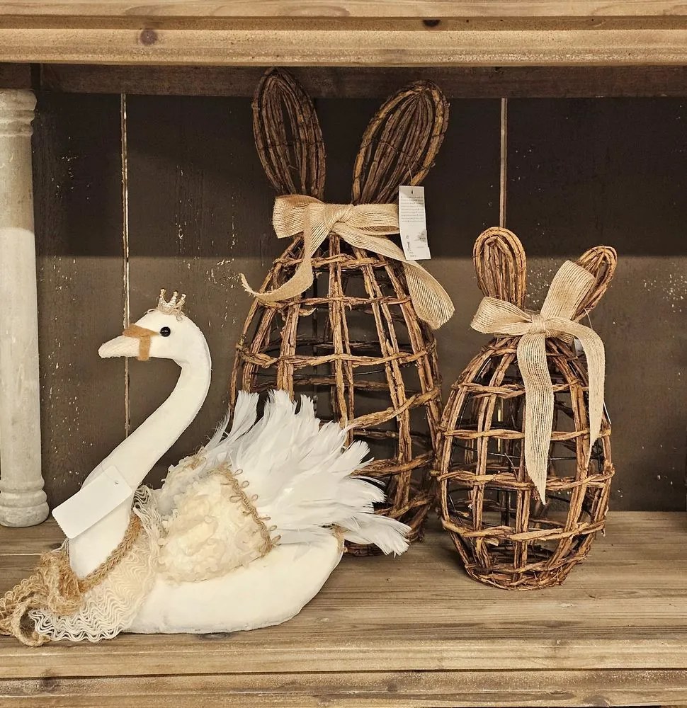 Decorative Figurine Swan 28x14x28 Cm White Textile On Plastic - 28*14*28 cm