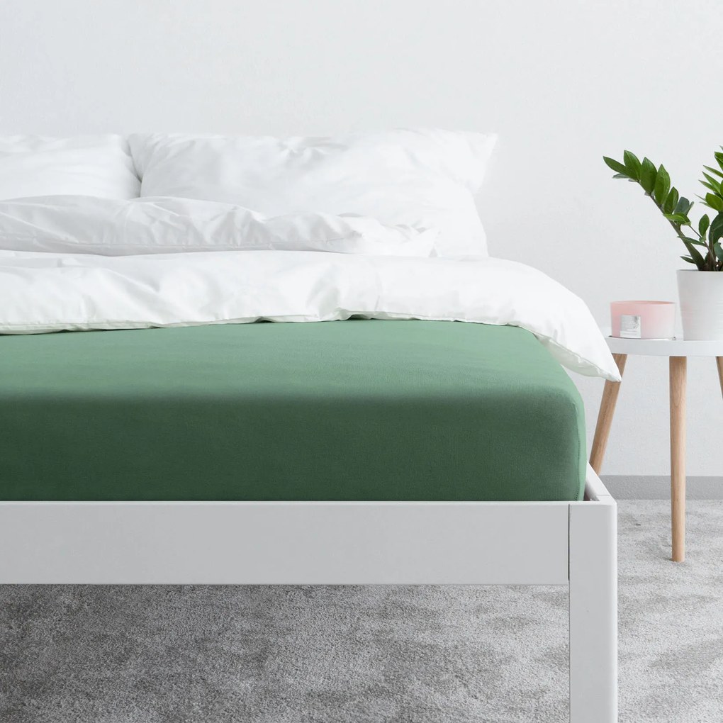 Goldea jersey elastická plachta - tmavo zelená 90 x 200 cm