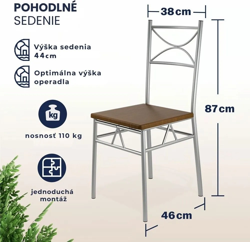 Jedálenská súprava PAUL, 5-dielna, tmavý dub Casaria