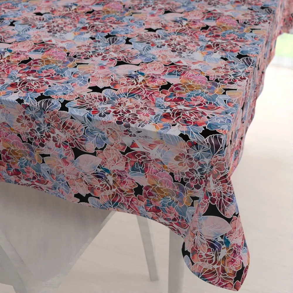 Biante Dekoračný obdĺžnikový obrus Rongo RGP-503 Červeno-modré kvety 100x160 cm