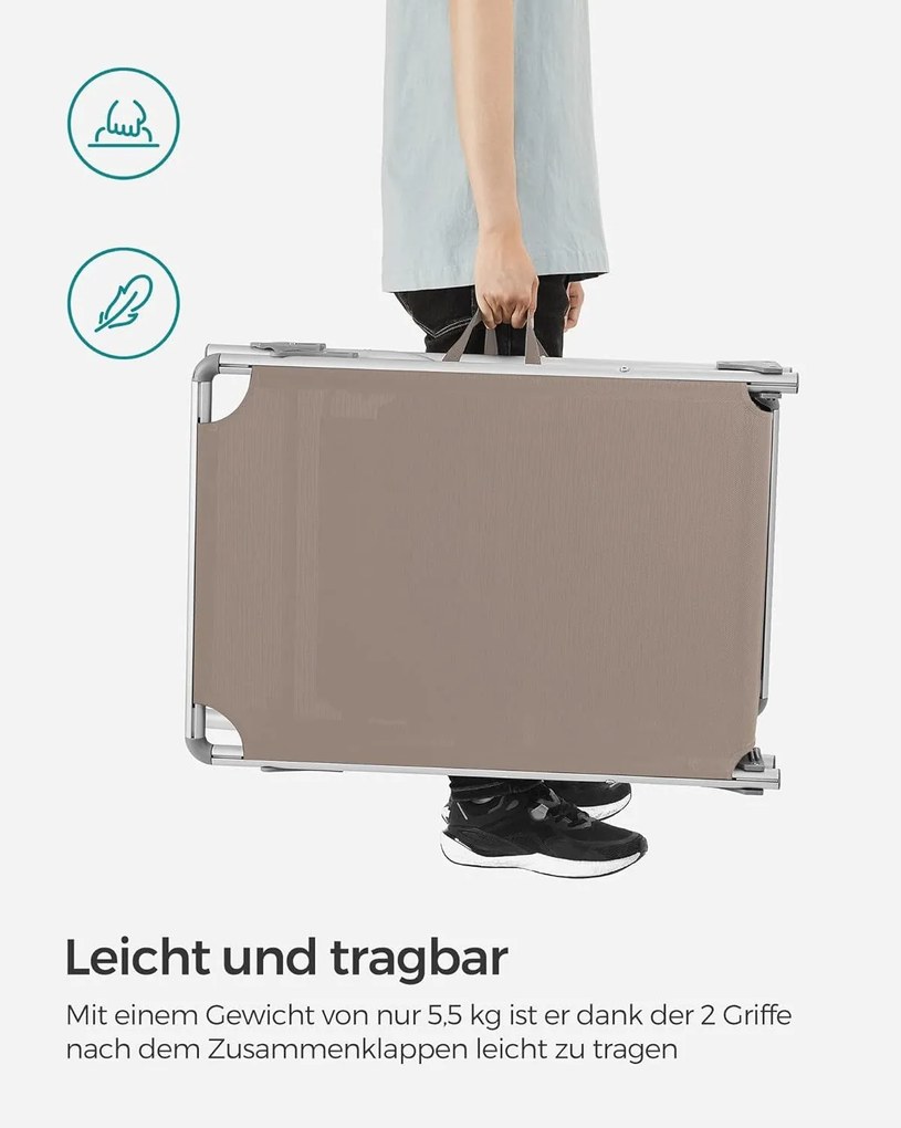 Záhradné lehátko, nastaviteľné operadlo, taupe