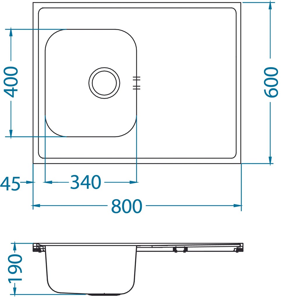 ALVEUS CZ CLASSIC PRO 30 SAT + sifon 800x600x190 mm F
