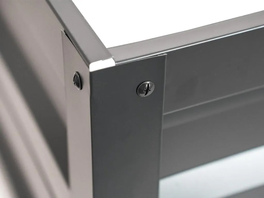 Vyvýšený záhon LEGI 0,65 × 2 m, pozinkovaný oceľový rám, výška 40 cm, antracit