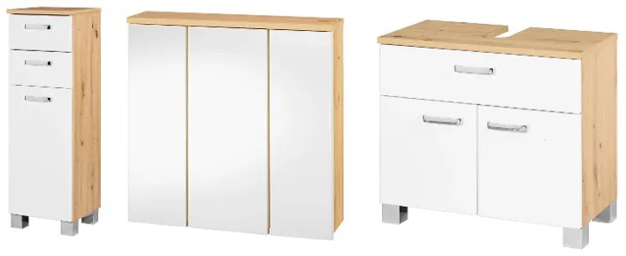 Livarno home Skrinka do kúpeľne + Skrinka so zrkadlom + Skrinka pod umývadlo Palermo  (800010824)