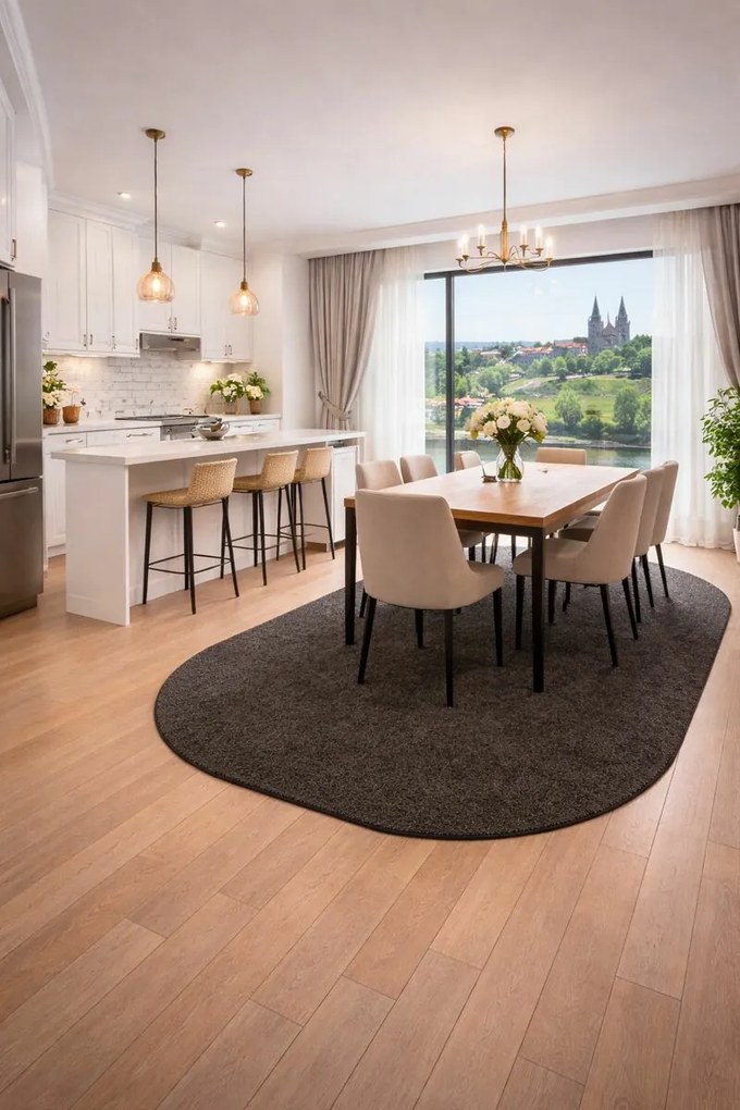 Vopi, Kusový koberec Eton čierny ovál, 50x80, čierna, chodba / predsieň