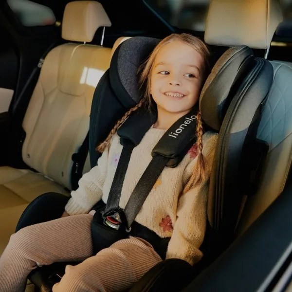 Lionelo - Otočná autosedačka so základňou HARPER i-Size 76-150 cm Black Carbon