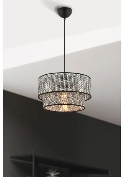 Závesný luster ECHO na lanku 1xE27/60W/230V sivá/čierna