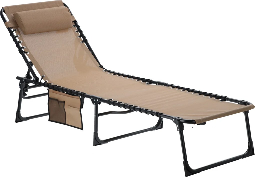 LEHÁTKO / SKLADACIA ZÁHRADNÁ LEHÁTKA 190 x 58 x 30 CM S VRECKOM KRÉMOVÁ *6902