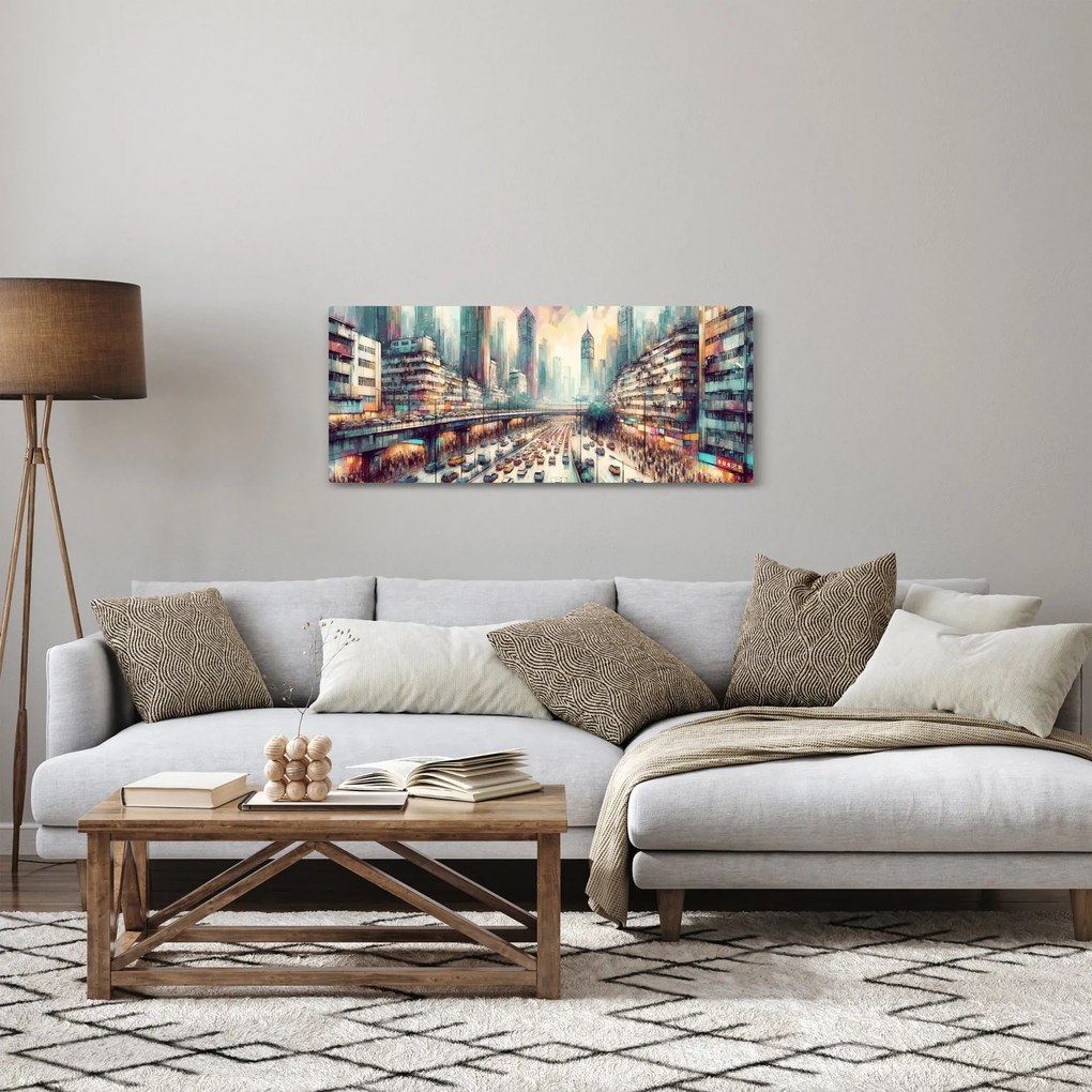 Obraz - Život veľkomesta (120x50 cm)