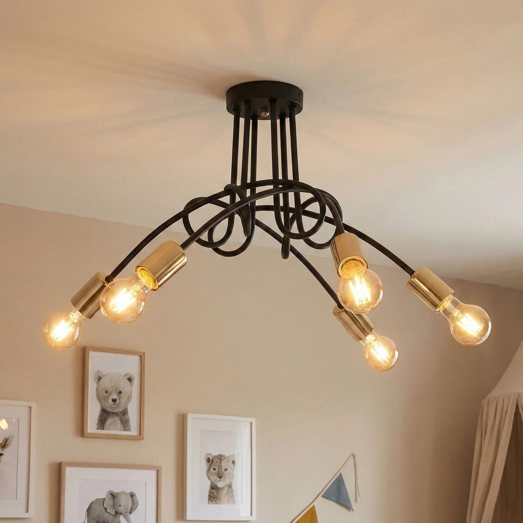 Toolight - Závesné svietidlo Paradise 5xE27 60W APP518-5C, čierna-zlatá, OSW-01102