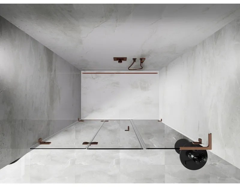 Mexen Lunar-F, L skladacie ľavé sprchové dvere 120 cm, 8mm číre sklo, medený matný profil, 836SL-120-050-65-00-L