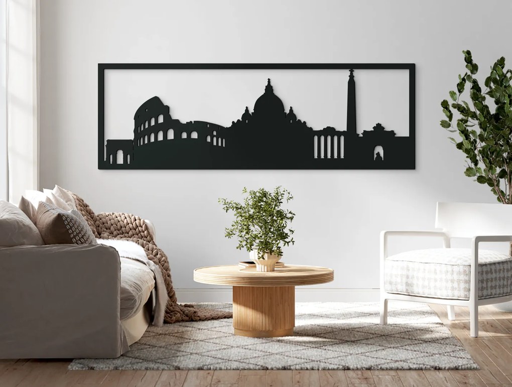 drevko Obraz Rím panoráma Rozmer obrazu: 29,5 x 89 cm, Farba dekorácie: Čierna