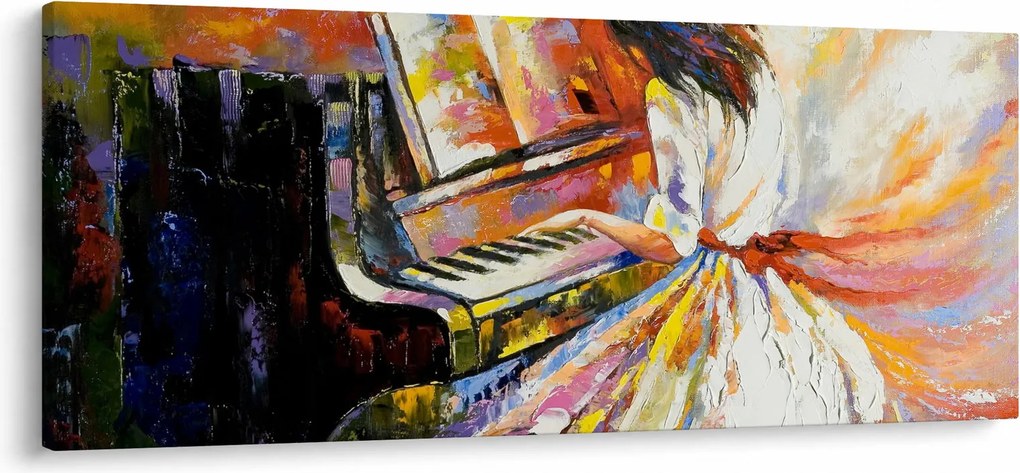 Obraz - Žena hrajúca na piáno (120x50 cm)
