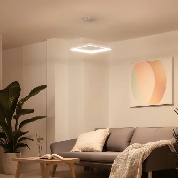 Brilagi - LED stmievateľný luster na lanku FALCON SLIM LED/50W/230V 50x50 cm biela + diaľkové ovládanie