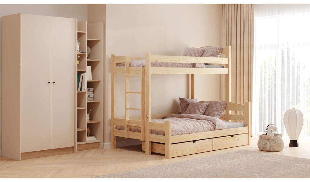 Poschodová posteľ Lovic 90x200/120x200 cm ľavá - borovica