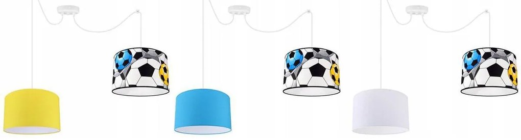 Detské závesné svietidlo Soccer Spider, 2x textilné tienidlo so vzorom (mix 6 farieb), (výber z 2 farieb konštrukcie)