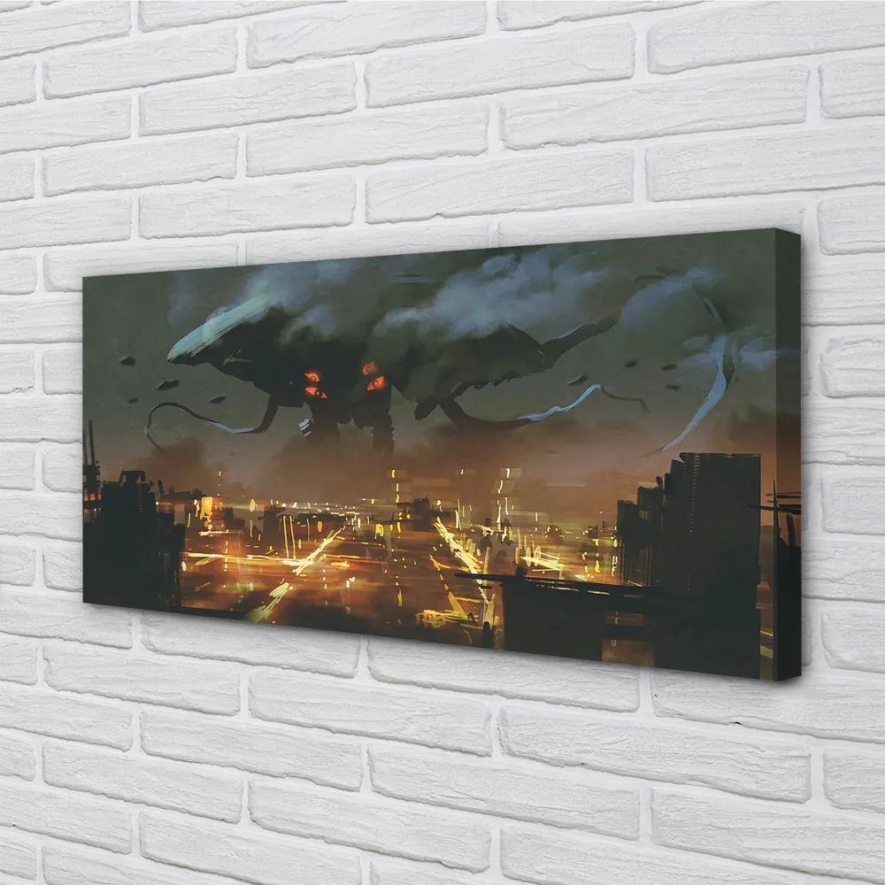 Obraz canvas Mesto v noci dym monštier 125x50 cm