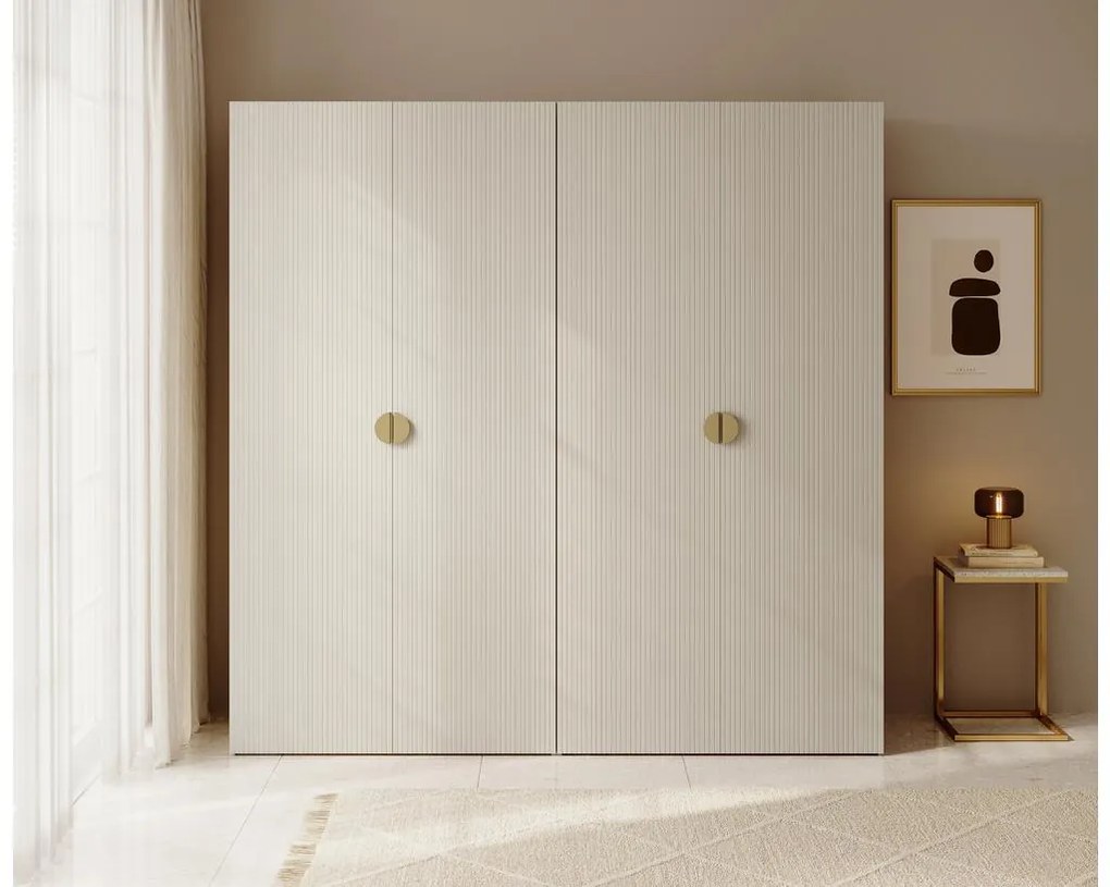 Šatníková skriňa Moonie IV (sivobéžová + biela). Akcia -18%. Vlastná spoľahlivá doprava až k Vám domov. 1099618