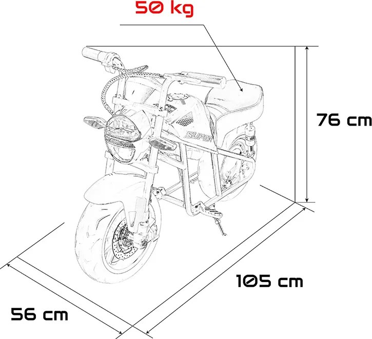 Ramiz Detská motorka SUPERMOTO, čierna
