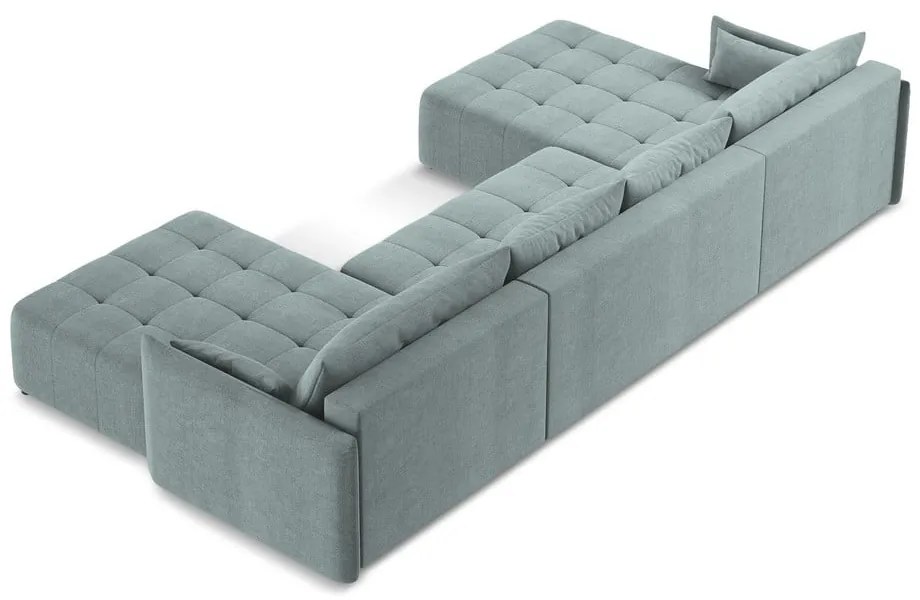 Modrá rozkladacia/s úložným priestorom rohová pohovka (do tvaru "U") Moku – Makamii